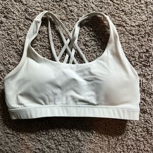 White strappy sports bra from Savvi